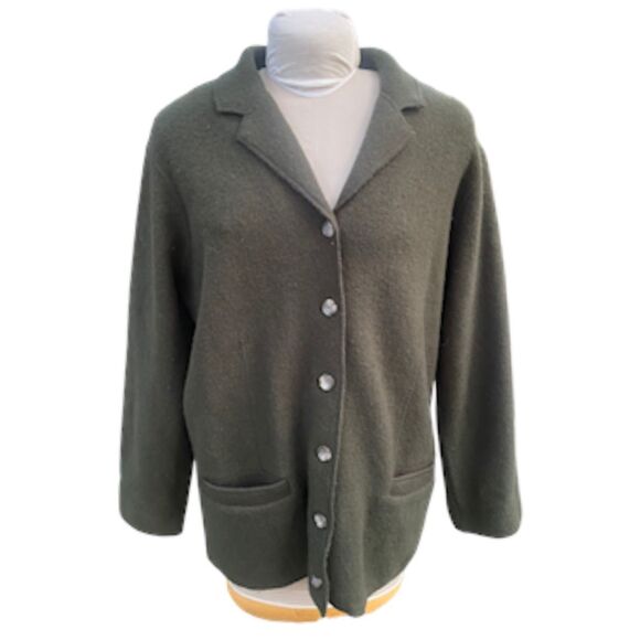 Evan Picone Wool Oversized Jacket/Heavy Cardigan Olive Green Plus Size - Picture 1 of 12